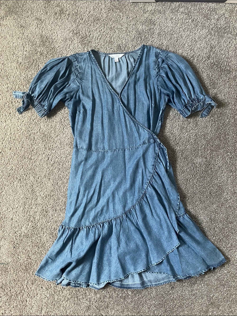 LC Lauren Conrad Denim Wrap Mini Dress in Light Blue